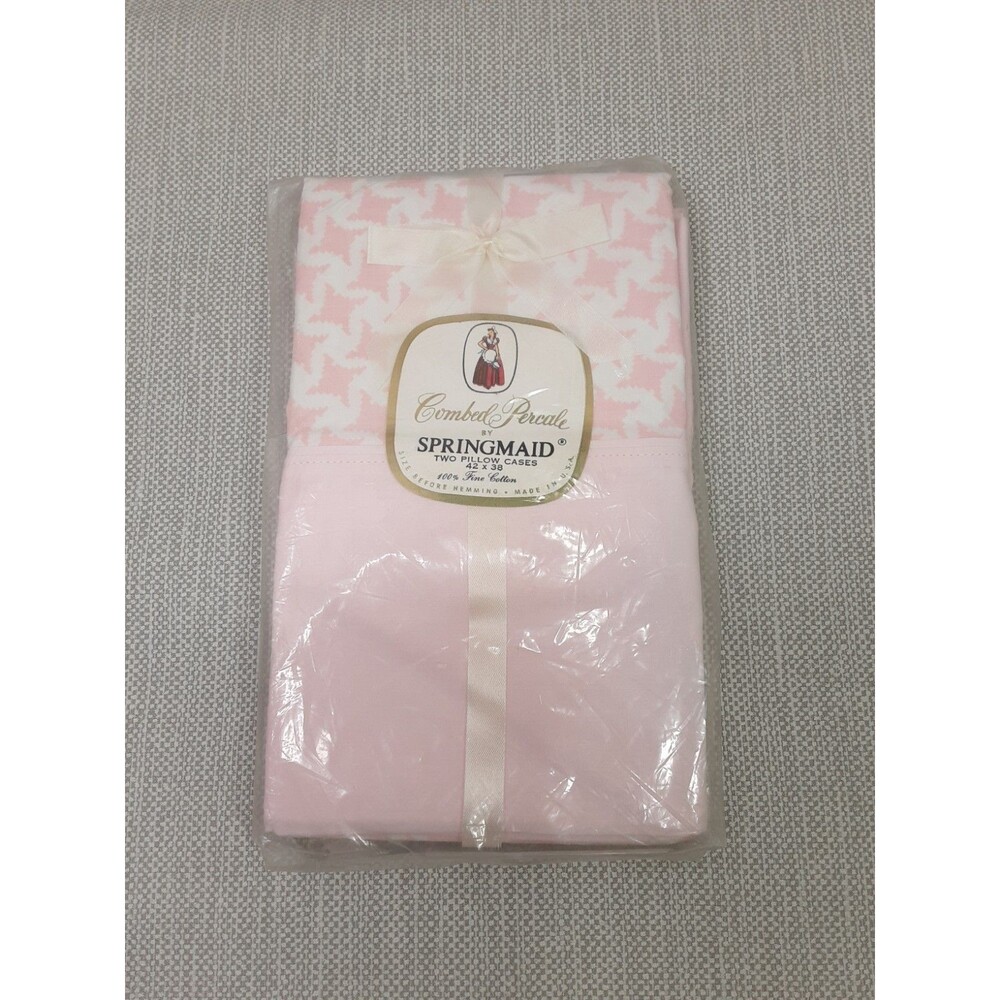 Springmaid Combed Percale Vintage Standard Pillowcases Cotton Pink White